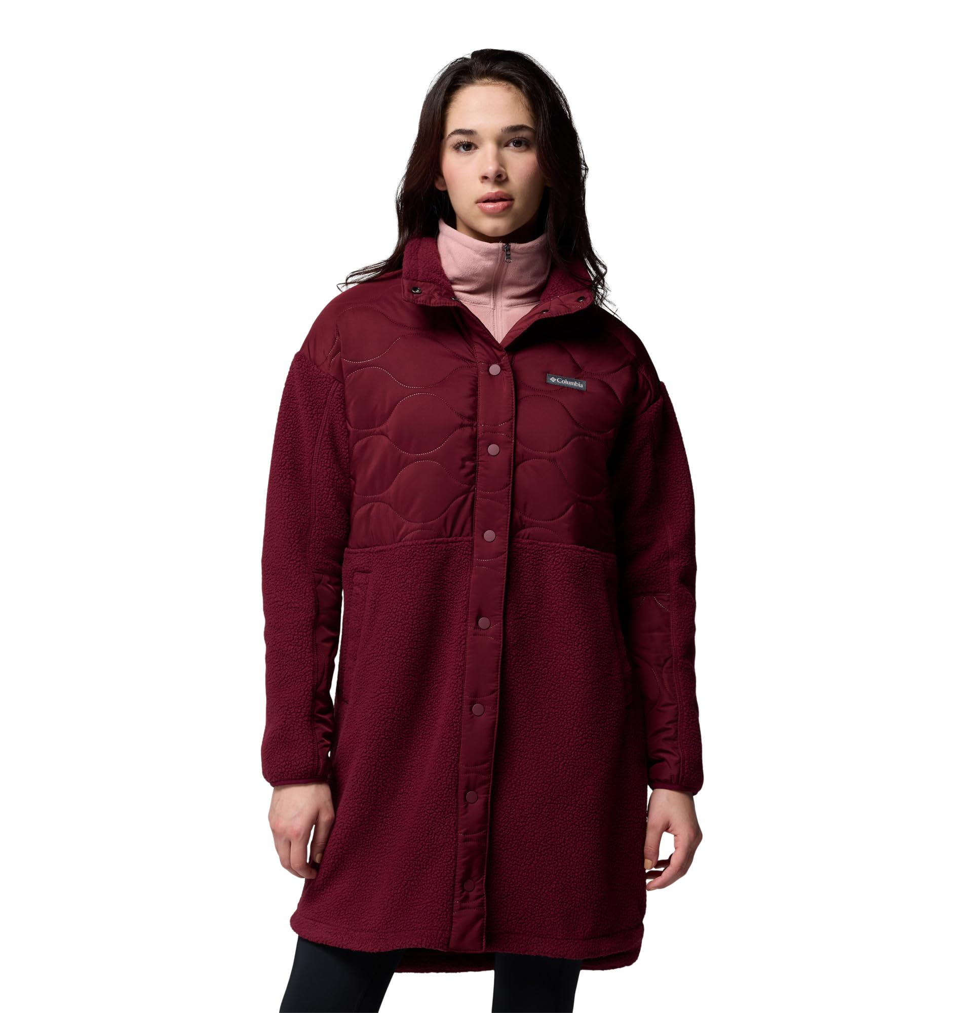 Columbia Womens Cloud Point Long Fleece, Rich Wine, X-Large