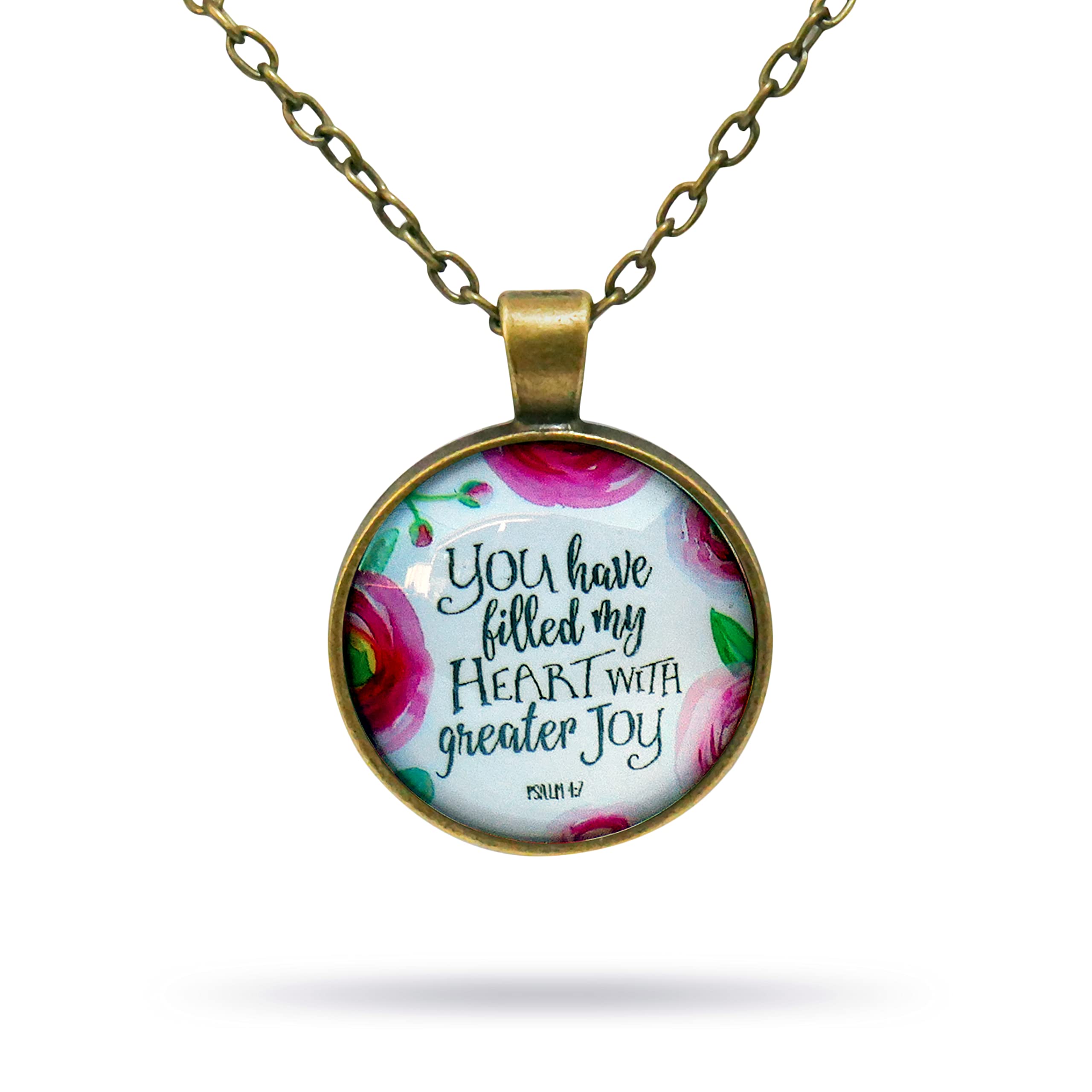 epiphaneia Women's You Have Filled My Heart with Greater Joy Christian Pendant Necklace. Gift for Mom on Mother's Day, Christmas, Birthday, Religious Bible Necklaces. Statement of Faith.