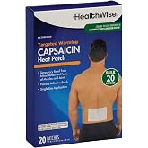 HealthWise Capsaicin Warming Heat Patch, 20 Count | Warming Sensation for Back &amp; Large Areas, 5.25&rdquo; x 7&rdquo;, Soothes Minor Aches, Long-Lasting Warmth