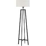 Amazon Brand – Stone & Beam Deco Metal Frame Living Room Standing Floor Lamp With Light Bulb and White Shade - 18 x 18 x 59.5