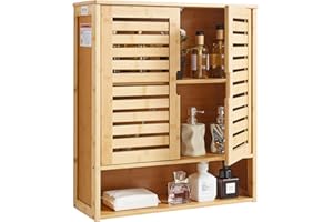 VEVOR Bathroom Wall Cabinet, 2 Doors and Adjustable Shelf, Over The Toilet Storage Medicine Cabinet Wall Mounted, Hanging Org