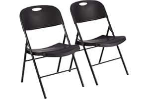 �鶹�� Basics Folding Plastic Chair, 350-Pound Capacity, Black, 2-Pack