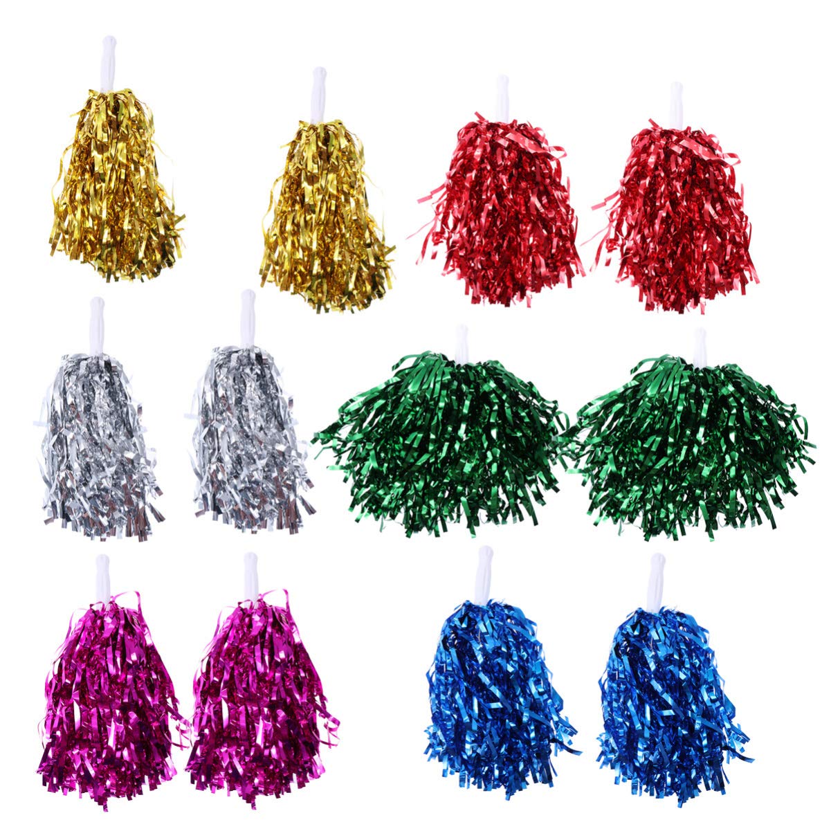 Toyvian 12 Pack Cheerleader Pom Poms with Straight Handle Lightweight Plastic Pom Poms for Sports Events Dance Cheer Competition Team Spirit