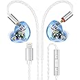 Vibes 202ML Wired Earbuds - HiFi in Ear Headphones for iPhone 5–14, Noise-Isolating Ear Buds w/ Mic - Clear Sound, Deep Bass, Comfort-Fit Earphones - MMCX–Lightning, Silver Plated Cord, Carrying Case