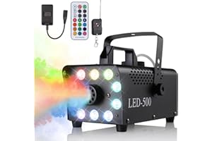 MAMIZO Fog Machine, Smoke Machine with 10 LED,500W, Light 13 Color Lights Effect, Fog with 2 Wireless & 1 Wired Remote Control, for Party, Wedding, Holiday, Stage