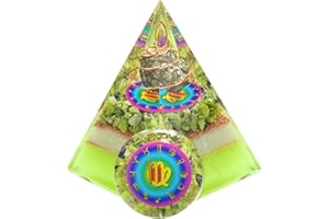 EVER VIBES Horoscope Orgone Pyramid & Palm Stone Set, Healing Crystal Virgo Zodiac Sign Gift Set Made of Pyrite & Serpentine for Confidence and Passion