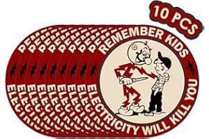 Ocqotat Remember Kids Electricity Will Kill You Sticker - 10 Pack Electricity Will Kill You Hard Hat Stickers for Men Lineman, Electrician Warning Sticker for Tool Box, Car, Helmet, Electric Meter Box