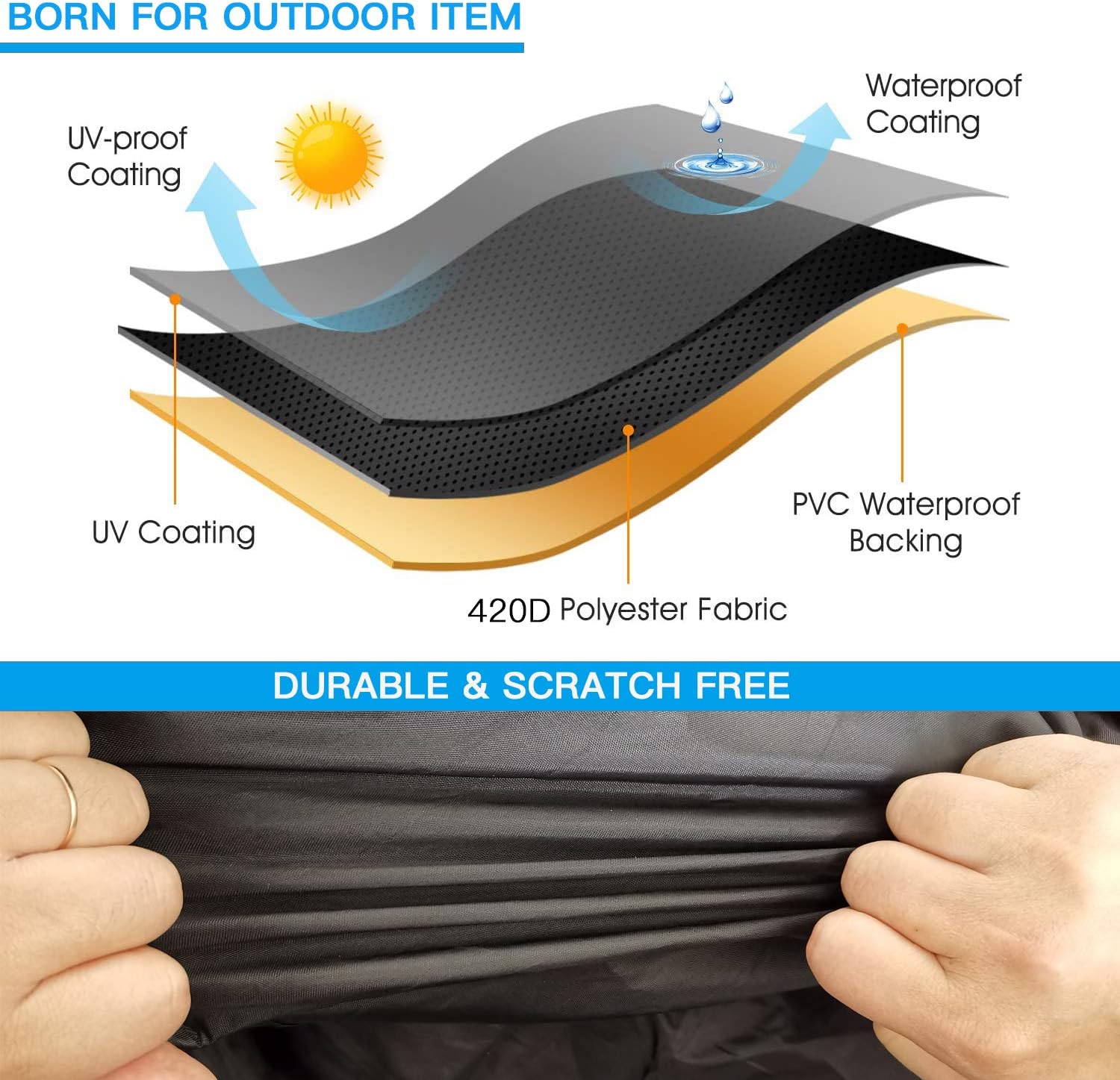 ClawsCover L-Shaped Sectional Sofa Covers Waterproof Outdoor Tear Proof Patio Couch Cover Garden Furniture Protector, 6 Windproof Straps, 2 Air Vents, Left Facing : Garden & Outdoor