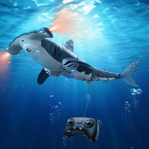 fygurso Remote Control Shark Toys High Simulation, Summer Water Toys for Kids, for Boys Ages 6+, Party Fun Games for Pool & Bath (Blue)