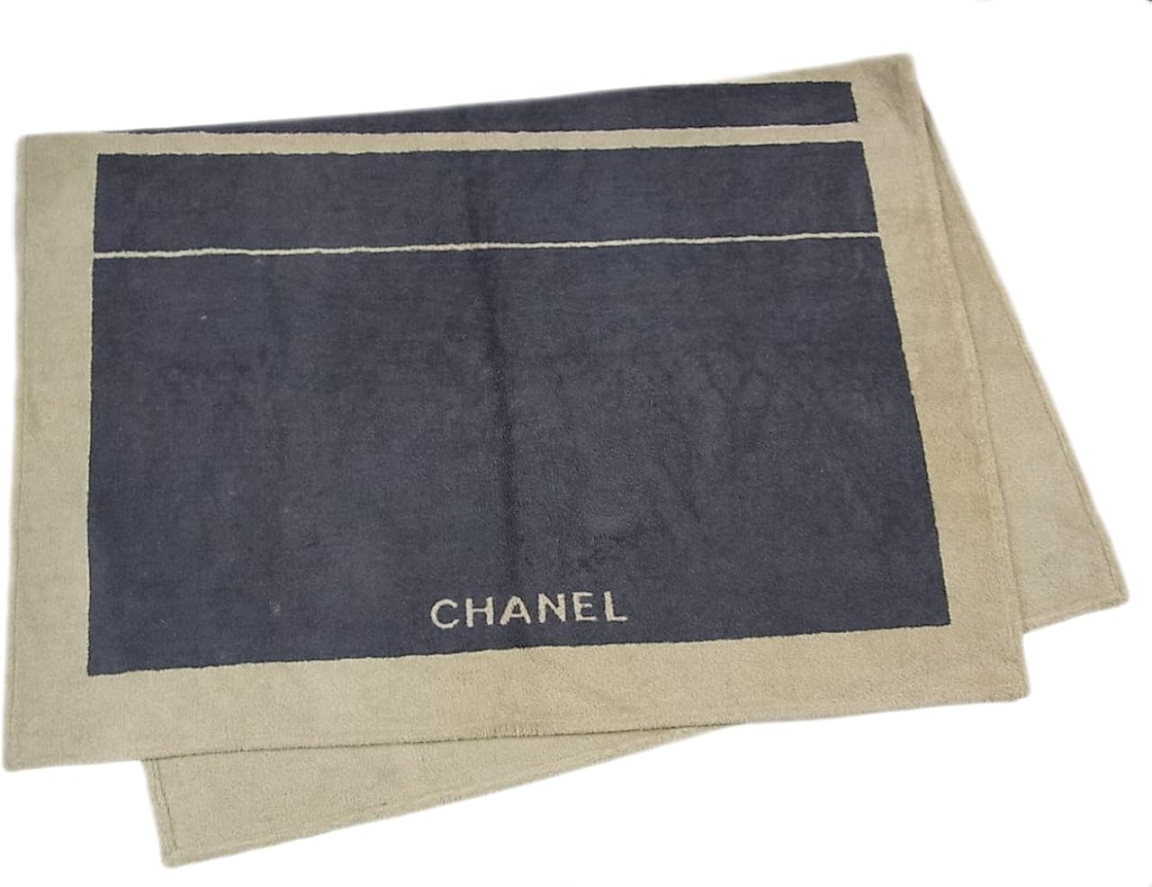 Amazon Co Jp シャネル Chanel パイル地 大判 ビーチマット タオル ベージュ グレー esab 中古 服 ファッション小物
