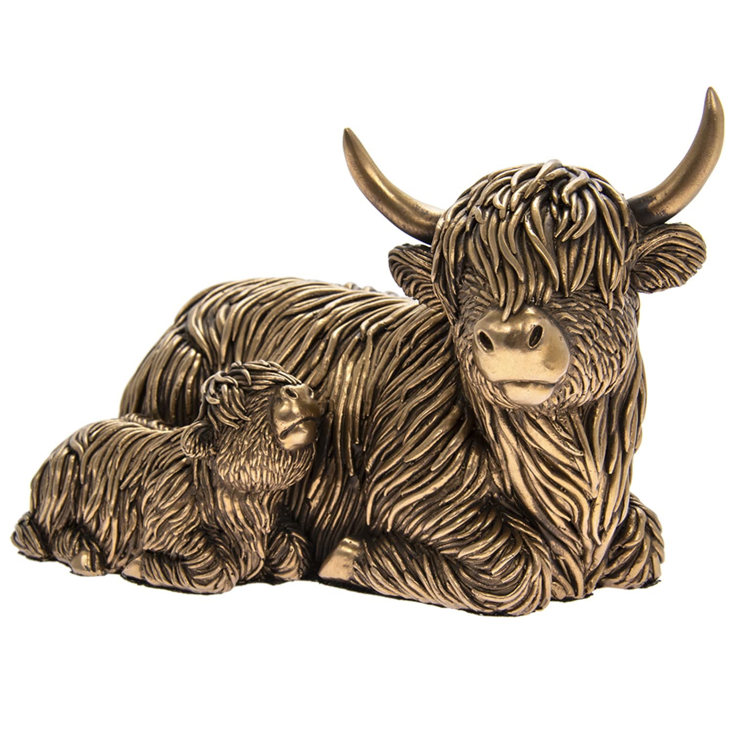 The Leonardo Collection Reflections Bronzed Cow & Baby L Figurine For Home & Office | Home Decor Ornaments Gift For Women & Men | Beautiful Figurine For Indoor & Outdoor | Living Room Decor Ornaments