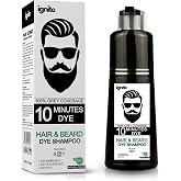Ignite Hair and Beard Dye Shampoo for Men, Natural Black | Enriched with Argan Oil Contains Noni Essence Covers Gray Works in 10&ndash;15 Minutes Ammonia-Free Formula