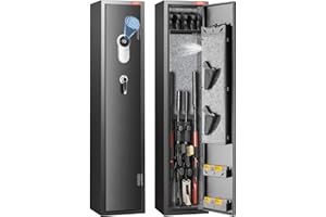 VEVOR 5 Rifles Gun Safe, Rifle Safe with Fingerprint Lock, Quick Access Gun Storage Cabinet for Shotguns with Removable Shelf