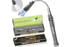 MEIRUBY Magnetic Pickup Tool Gifts for Men, Stocking Stuffers for Men Adults, Telescoping Magnet Flashlight Christmas Birthday Gift for Dad, Mens, Him, Husband, Grandpa, Handyman
