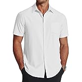 COOFANDY Men's Short Sleeve Dress Shirts Wrinkle Free Regular Fit Dress Shirt Textured Casual Button Down Shirts
