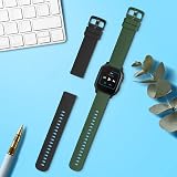 kwmobile 2x Silicone Straps for Garmin Venu Sq Music/Sq Black Dark Green view 2