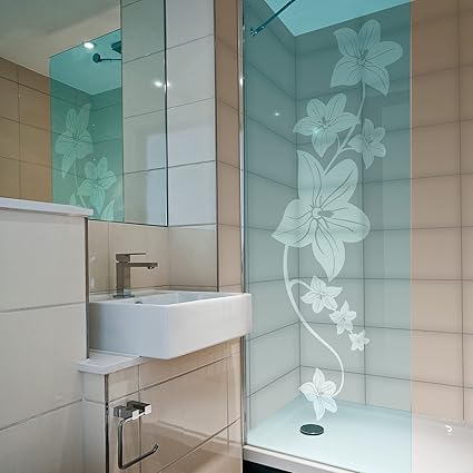 atFoliX Glasdekorfolie Hawaiiblume 3 teilig Strukturfolie Edelstahl gebürstet FX-Sticker Sichtschutz Aufkleber