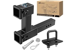 Nilight Dual Hitch Extender to 10 Inch Max Extension Length with Hitchs Tightener Anti Rattle for 2" Receiver with 5/8" Bolt Nut Clip Adjust 7-1/2" Riser or Drop 4,000 lbs GTW Matte Black