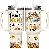 SUFAVN Grammy Gifts from Grandkids, Grandchildren - Best Grammy Ever Cup - Christmas Gifts, Birthday Gift Ideas for Grandma - Grammy Gifts for Mothers Day - Grandma Gifts - 40Oz Tumbler With Handle