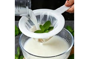 Fine Mesh Strainer, 100 Mesh Plastic Sieve Filter for Kitchen, 6.3 Inch BPA-Free Nylon Net Strainer for Kefir, Soy Milk, Juic
