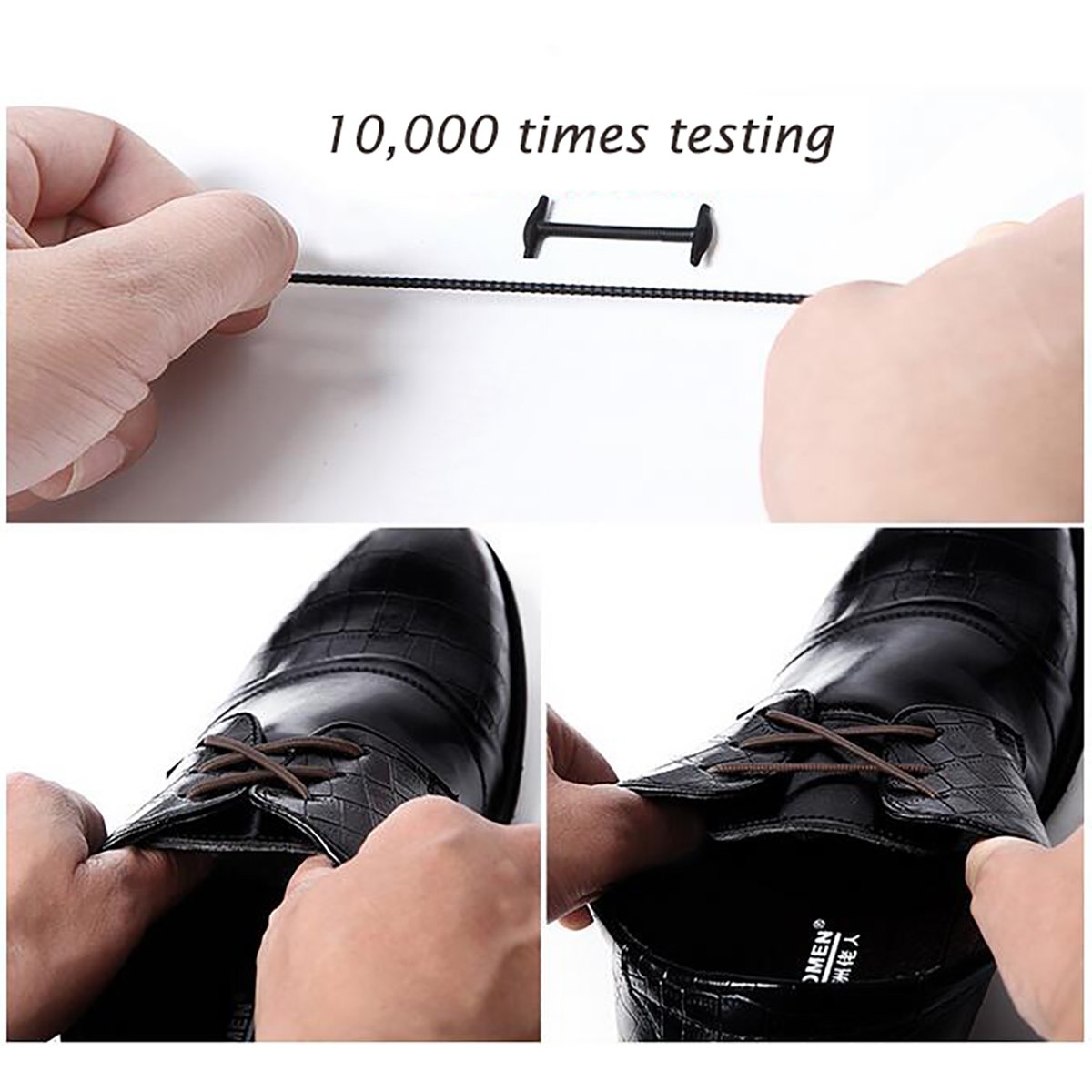 Elastic No Tie Shoe Laces for Business Men and Women, Dress Shoes Leather Shoes Boots Silicone Waxed Thin Oxford Round Shoe Laces leather shoe