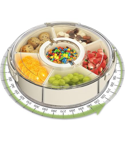 11-inch Vacuum Divided Snack Tray With Lid - 5 Removable Trays For Nuts, Fruits & Snacks