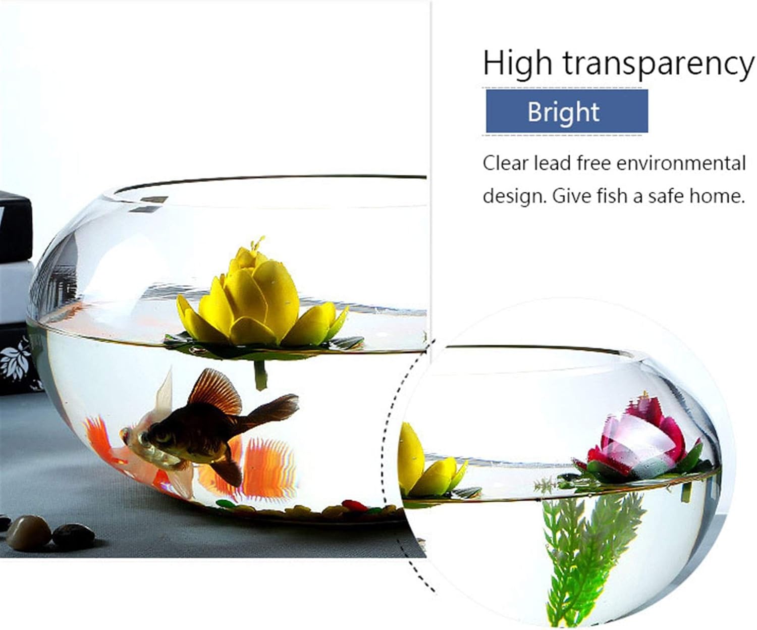 Amazon Co Jp 繁殖魚 小冷水魚 金魚を戦うための高ベース 丸い ガラスの魚ボウル リビングルーム表ホームデコレーションアクセサリーのクリエイティブ小型水槽 サイズ M ホーム キッチン