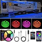 Vbakor RV Awning Lights Kit, 20FT RGB Dimmable Waterproof 12V Camper Awning Strip Lights with APP/Remote Control, Sound Music
