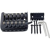 Guyker 6 String Saddle Headless Guitar Bridge Tailpiece With Worm Involved String Device for Headless Guitar Accessories Replacement Part W2004 Black