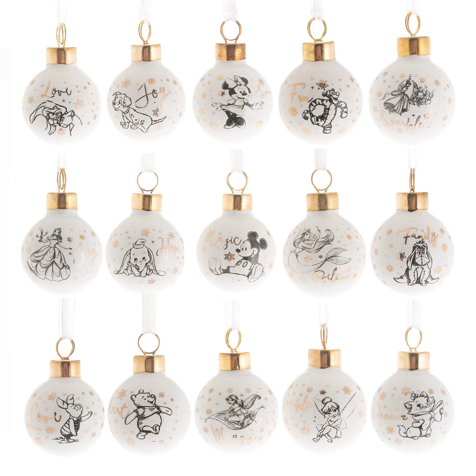 Disney Mini 40mm Baubles Tree Decorations - Set of 15 8659