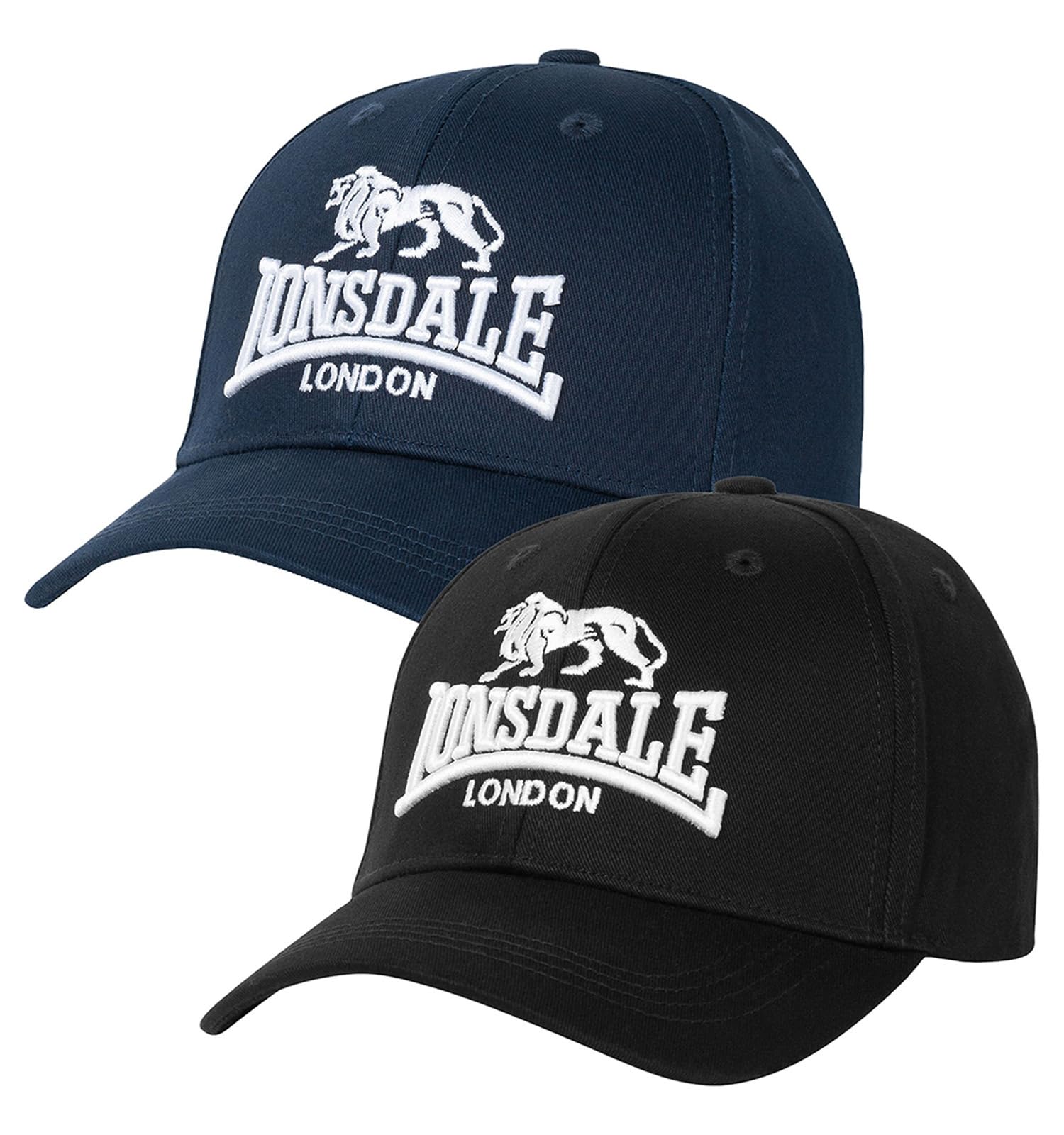 Lonsdale Unisex's Wiltshire Double Pack Cap, Black/Dark Navy, One Size