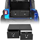 Hooke Road Trunk Dual Sliding Drawer System for 2007-2026 Jeep Wrangler JK JL Unlimited 4-Door &amp; 2021-2026 Ford Bronco 4-Door, Rear Security Lockable Storage Tool Box Cargo Organizer
