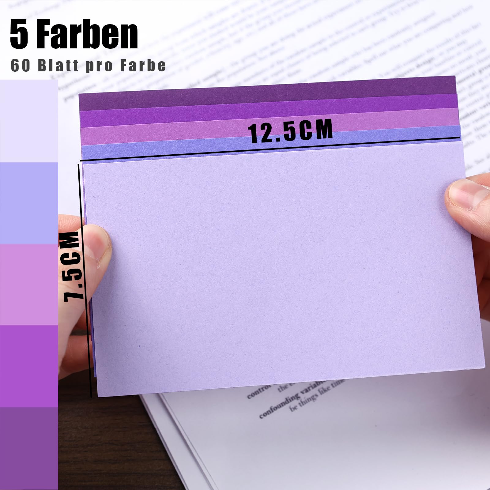 Koogel 300 Blatt Karteikarten, Blanko Karteikarten 12,5 x 7,5 cm Bunte Karteikarten 5 Farben Notizkarten Lernkarten für Schule Lernen Büro Spielkarten