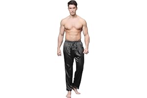TONY AND CANDICE Tony & Candice Men's Satin Pajama Pants Long PJ Bottoms