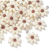 KitBeads 30pcs Resin White Flower Charms - Little Floral Daisy, Chrysanthemum for Jewelry Making, Bulk