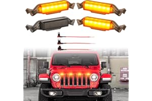 BRETREWRI Led Grill Grille Lights fit for 2019 2020 2021 2022 2023 Jeep Wrangler JL JLU Rubicon Sahara Sport Front Grille Grills Light Front Headlights Wrangler JL Jlu 2018-2023 4Pcs Amber Led (Amber JL 4P)