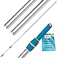 U.S. Pool Supply Telescoping Pole 15-Foot Aluminum Pool Pole Telescopic Cleaning, Adjustable 4 Piece Expandable Step-Up - Twist Locking Cams, Attach Connect Skimmer Net Rake Brush Vacuum Heads Hoses