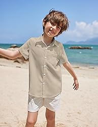 COOFANDY Big Boys Light Blue Button Down Shirt Kids