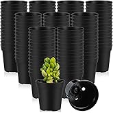 Yaomiao 200 Pcs 2 Inch Black Mini Plastic Plant Pot Nursery Seedling Pots Seed Starter with Drainage Holes for Indoor Outdoor Garden Succulent Plants Cuttings Transplanting