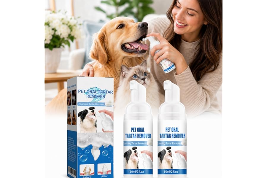 Furryking Pet Oral Tartar Remover Spray, Pets Oral Tartars Removers Foaming Tartars, Pet Dental Foaming Care Spray, Dog Breath Freshener,Support Healthy Gums, Reduce Tartar for Cats and Dogs (#2)