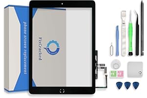 FixCracked Touch Screen Replacement Parts Digitizer Glass Assembly for ipad 5 2017 (A1822, A1823) with Home Botton Cover(No Touch ID) + Professional Tool Kit (Black)