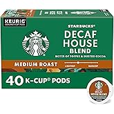 Starbucks K-Cup Coffee Pods, Medium Roast Hot or Iced Coffee, Decaf House Blend, 40 Keurig Pods