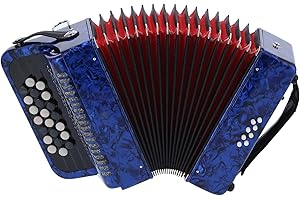 Gaeirt 22 Keys 8 Bass Professional Accordion, Accordion Musical Button Accordion with Storage Backpack, 2 Straps, Piano Accordion Musical Instrument for Professional, Beginners (Blue)