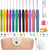 RealPlus 12 Pcs Full Size Crochet Hooks Set Ergonomic Handles Pink view 1
