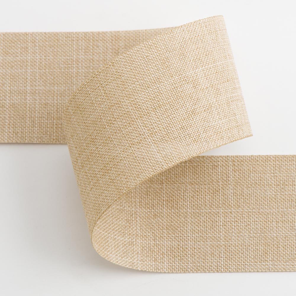 Italian Options Natural Linen Ribbon, Clean Edge, Classic, Elegant Fabric Ribbon for Gift Wrapping, Flowers, Bouquets, Wedding Decorations, Favours, Crafts, 25 mm x 20 Metre Roll, Natural โ image 1
