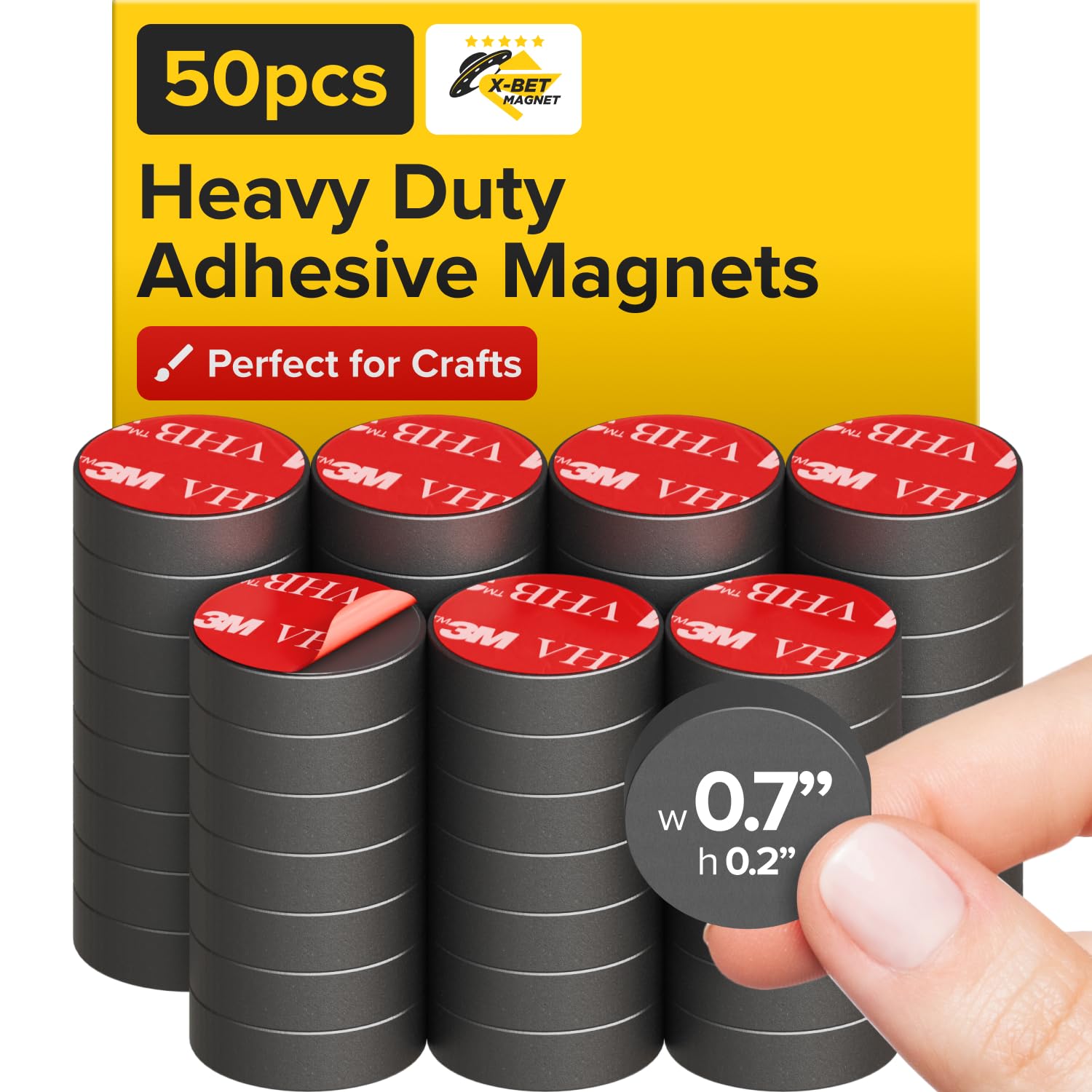 Photo 1 of X-bet MAGNET - Adhesive Magnets - 50 Pieces - Round Disc - Strong Sticky Adhesive Backing - Ceramic Ideal for DIY, Craft, Kitchen - 0.7"x0.2"