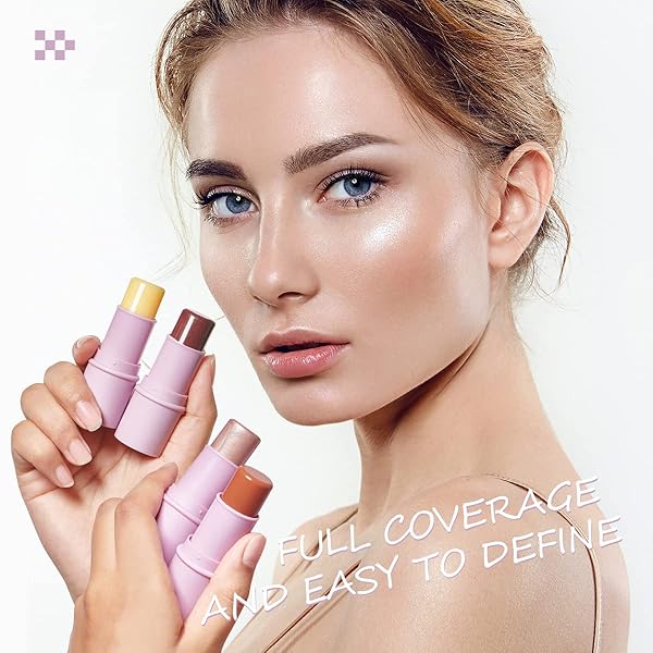 LUXAZA 4PCS CREAM BLUSH CONTOUR HIGHLIGHTER BRONZER MOISTURIZER STICK MAKEUP SET #T BLUSH GLOW5