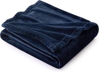 Bedsure Fleece Throw Blanket 150x200 Navy Soft Microfibre Polyester