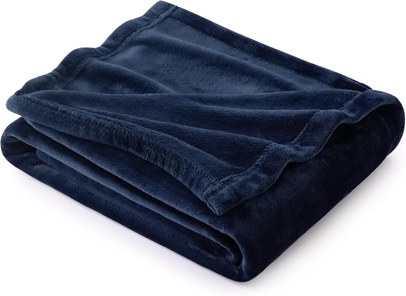 Bedsure Fleece Throw Blanket 150x200 Navy Soft Microfibre Polyester