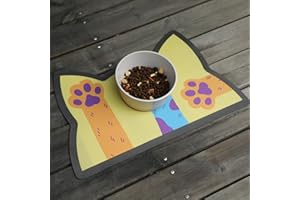 Le couranT Cat Food Plastic Placemat,Pet Feeding Mat, Dog Cat Bowl, Non-Slip Super Absorbent,Quick Dry, Accessories Pet Supplies.Backing Pet Placemat for Messy Drinkers. Lovely Heads-12x19 in